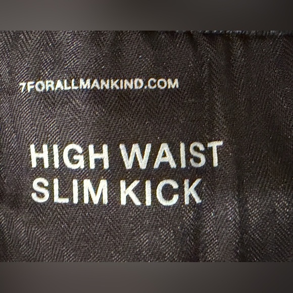 7 For All Mankind Dark Blue High Waist Slim Kick Jeans - Picture 7 of 9